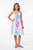 1 World Sarongs Teen Tube Top Sundress with Floral Motif in Turquoise, Pink, and White