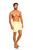 1 World Sarongs Mens Mini Solid Fringeless Swimsuit Cover-Up Sarong in Light Banana Cream