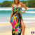 Arpela Island Chic - Colorful Tropical Plumeria Hand-Painted Sarongs on Black Background, Crafted with Top-Quality Rayon