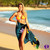 Arpela Island Blooms - Hand Painted Beautiful Plumeria Sarong on Black Background, Crafted with Top-Quality Rayon