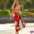 Arpela Island Blooms - Hand Painted Beautiful Plumeria Sarong on Red Background, Crafted with Top-Quality Rayon