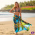 Arpela Tropical Elegance - Hand-Painted Heliconia Flower Sarong on Turquoise Background, Crafted with Top-Quality Rayon