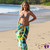 Arpela Tropical Elegance - Hand-Painted Heliconia Flower Sarong on Turquoise Background, Crafted with Top-Quality Rayon