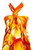 Arpela Sunny Paradise - Hand Drawn Plumeria and Monstera Sarong in Red and Yellow, Crafted with Top-Quality Rayon