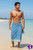 1 World Sarongs Men Floral Motif in Blue and Light Yellow 1WW