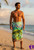 Men Hand Painting Sea Turtle Design in Top Quality Sarong in Turquoise 1WW