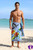 Men Hand Painting Sea Turtle Design in Top Quality Sarong in Green Blue