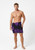 Men Floral Half Sarong "Amethyst Magic" Purple and Black - Fringeless Half Sarong