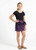 Kids Floral Half Sarong "Amethyst Magic" Purple and Black - Fringeless Half Sarong