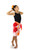 Girls Floral Half Sarong "Sunset Joy" Orange and Peach - Fringeless Sarong