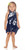 Girls Hibiscus Half Sarong Navy Blue / White