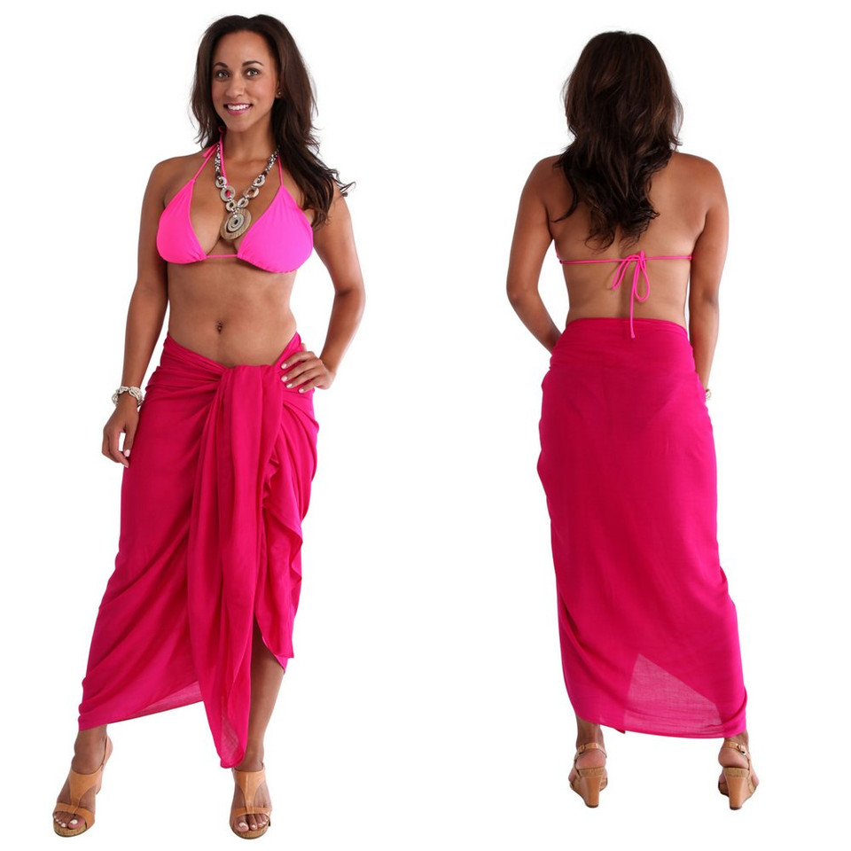 Plus Size Sarong Hot Pink Fringeless Sarong 