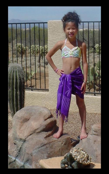 Lexie in a Dragonflies Half Sarong Purple