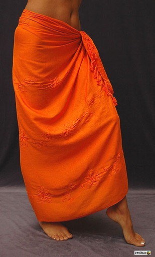 Orange Embroidered Sarong Final Sale No Returns 9373