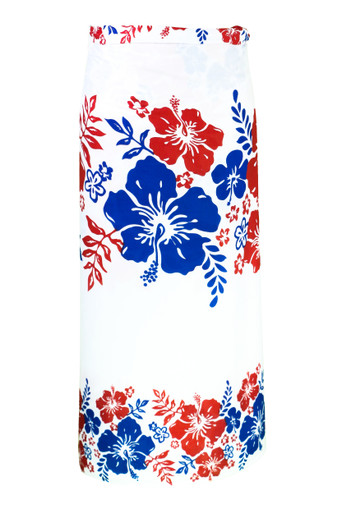 1 World Sarongs Men Fringeless Cover Up Floral 67 Motif in Red and Blue ...