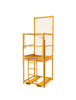 Plataforma elevada amarilla de acceso individual con puerta y escalera.