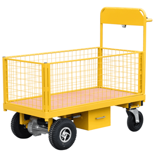 Carro de plataforma motorizada y paneles laterales de malla extraíbles (1200 mm x 600 mm