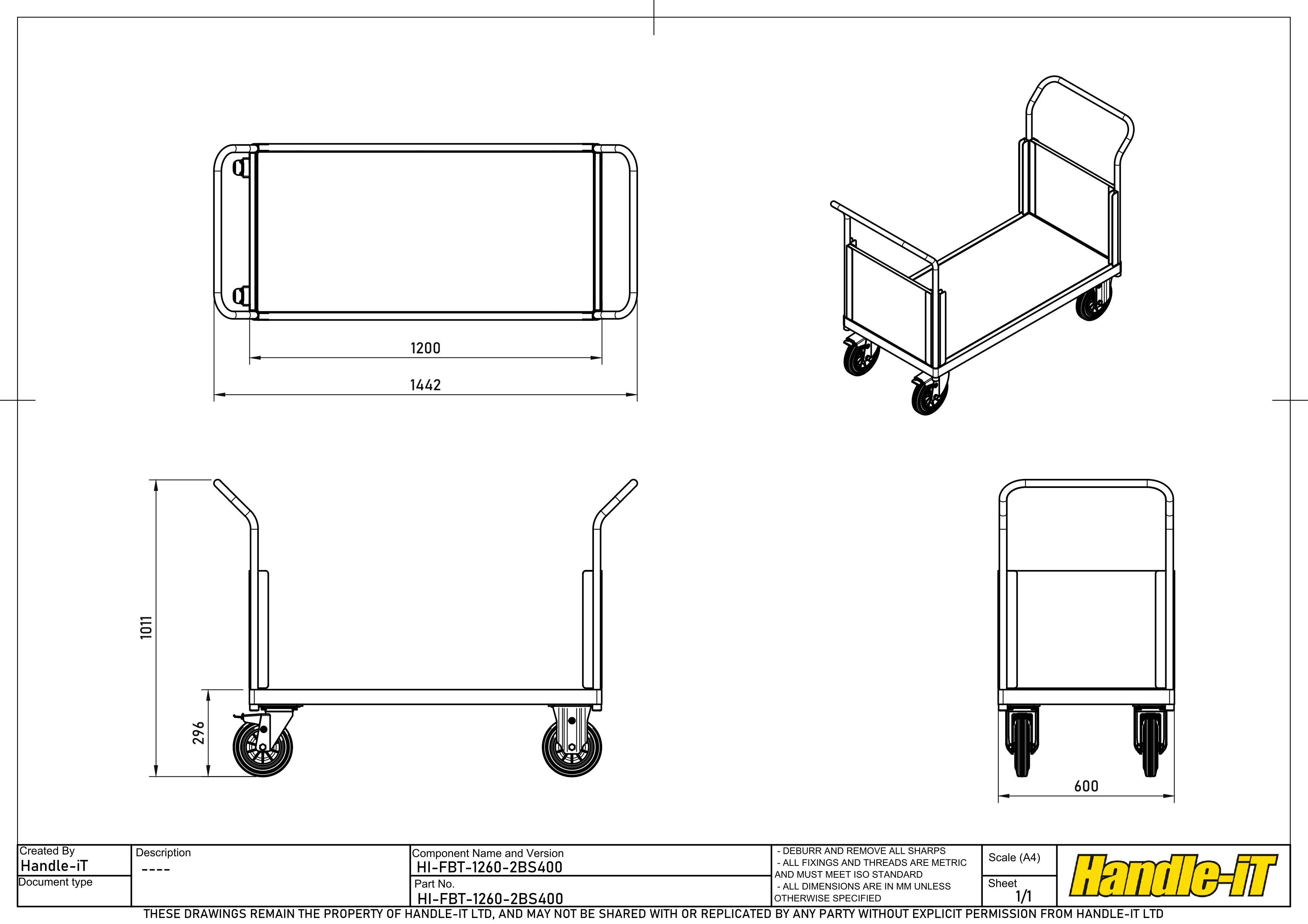 Carro plataforma de 2 laterales contrachapada dimensiones