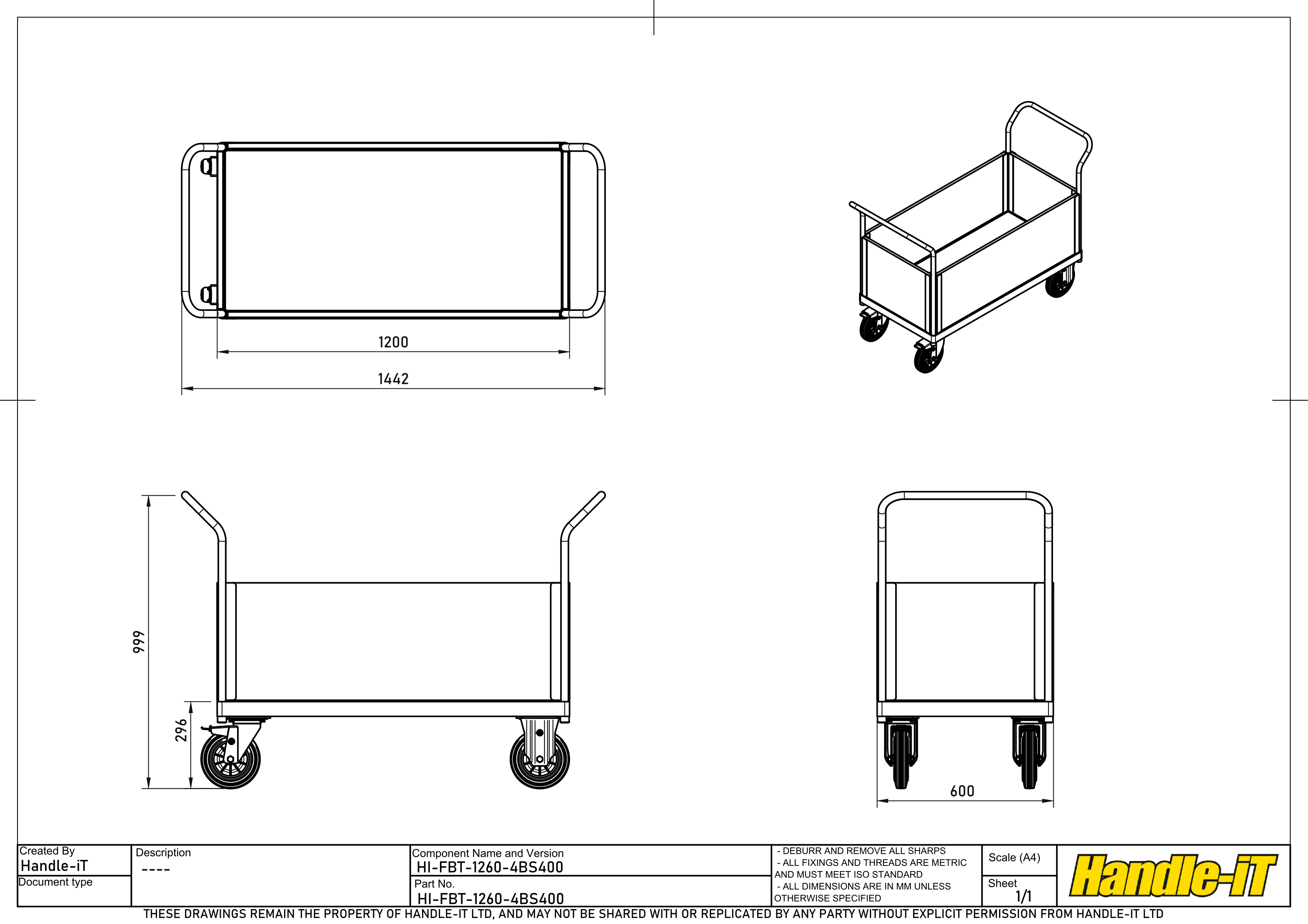 Carro de plataforma con 4 laterales de madera dimensiones