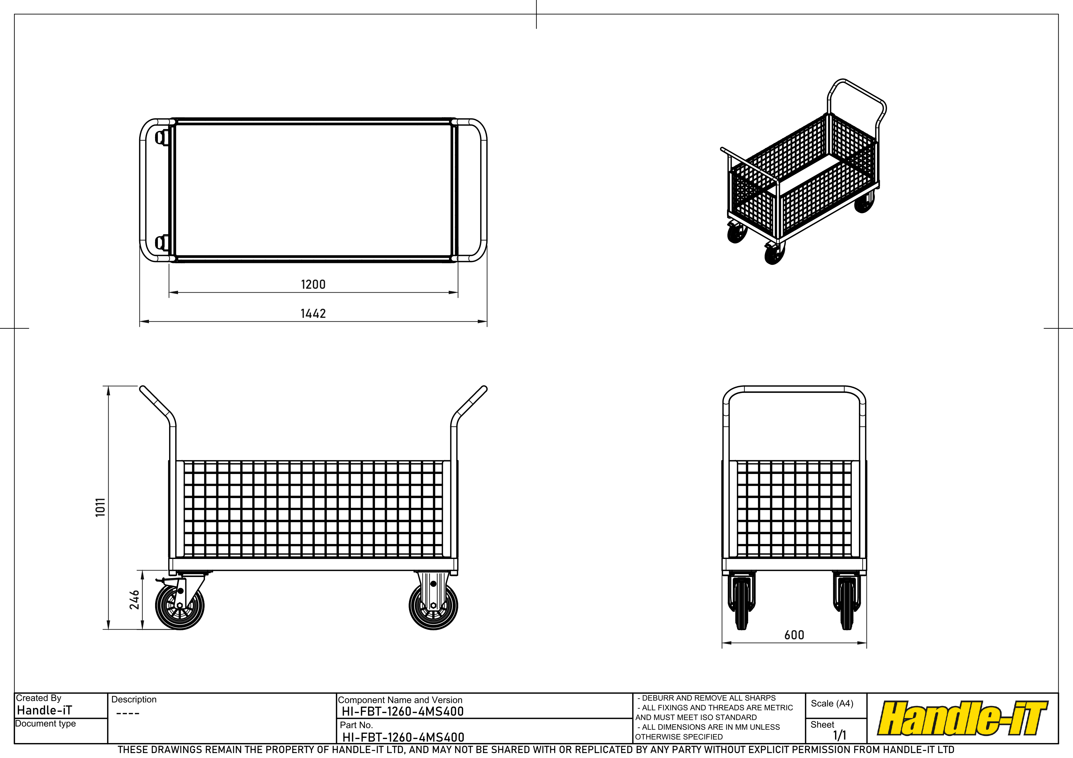 Carro de plataforma con paredes de rejilla de malla met&aacute;lica dimensions