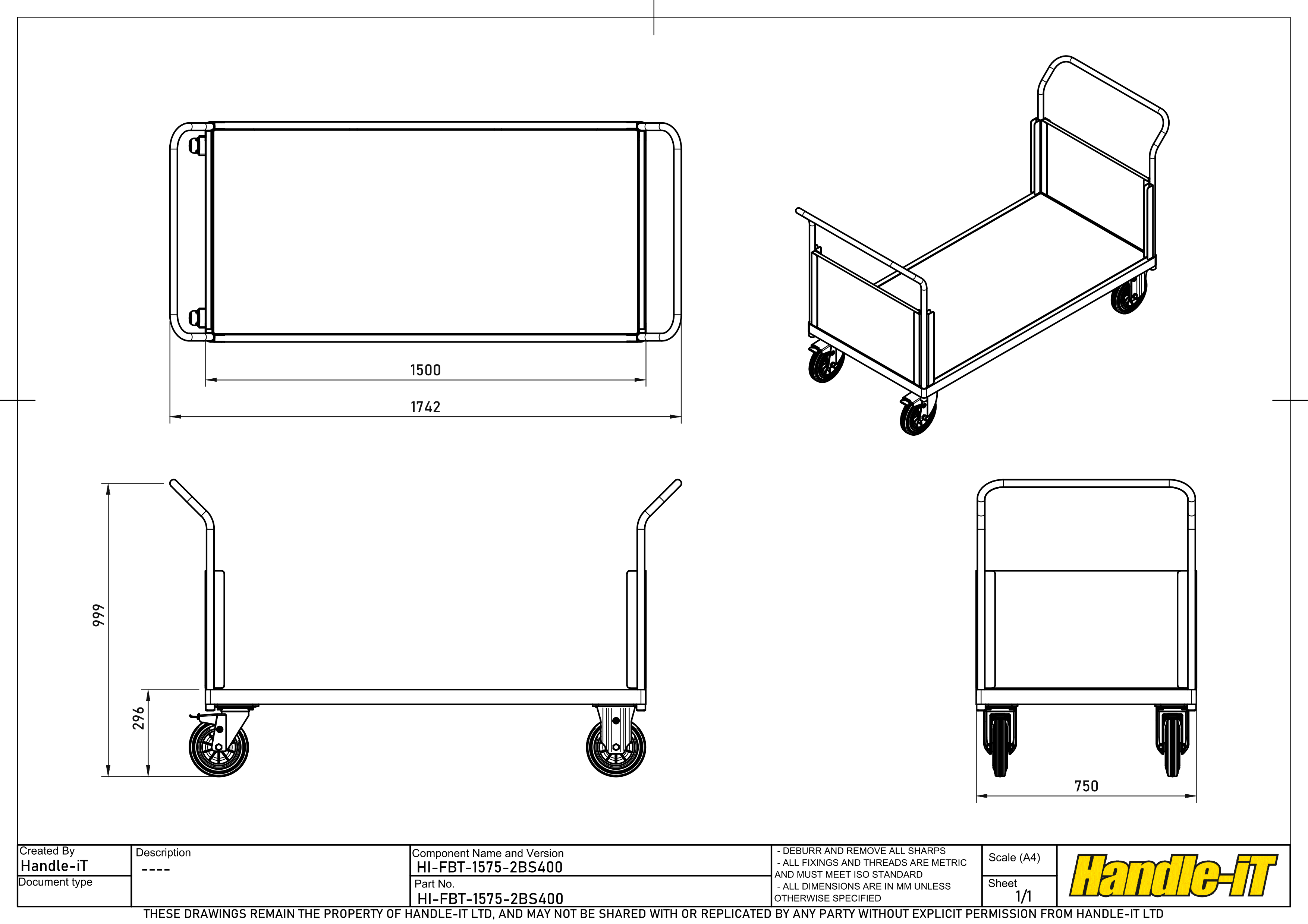 Carro plataforma de 2 laterales contrachapada dimensiones