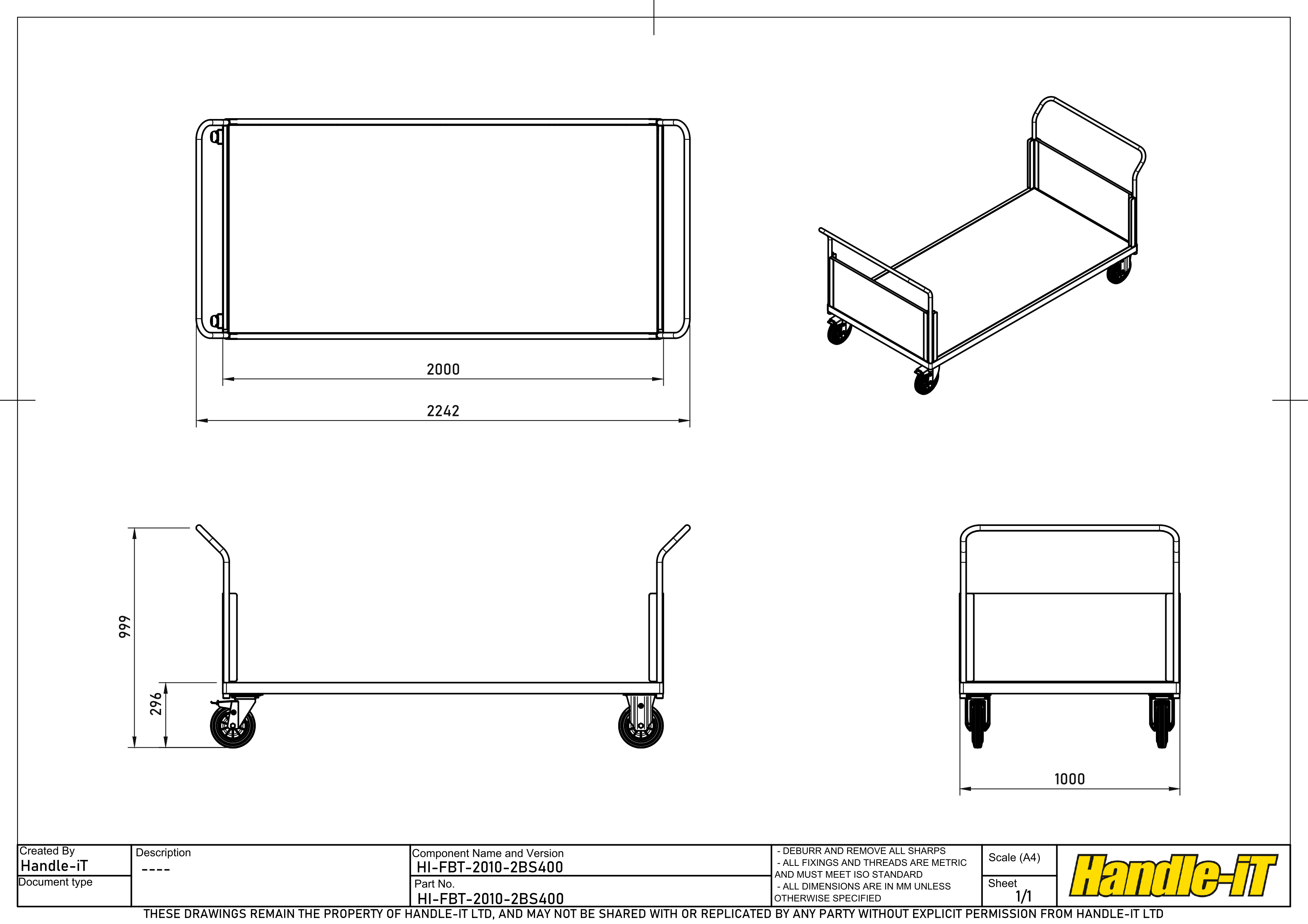 Carro plataforma de 2 laterales contrachapada dimensiones