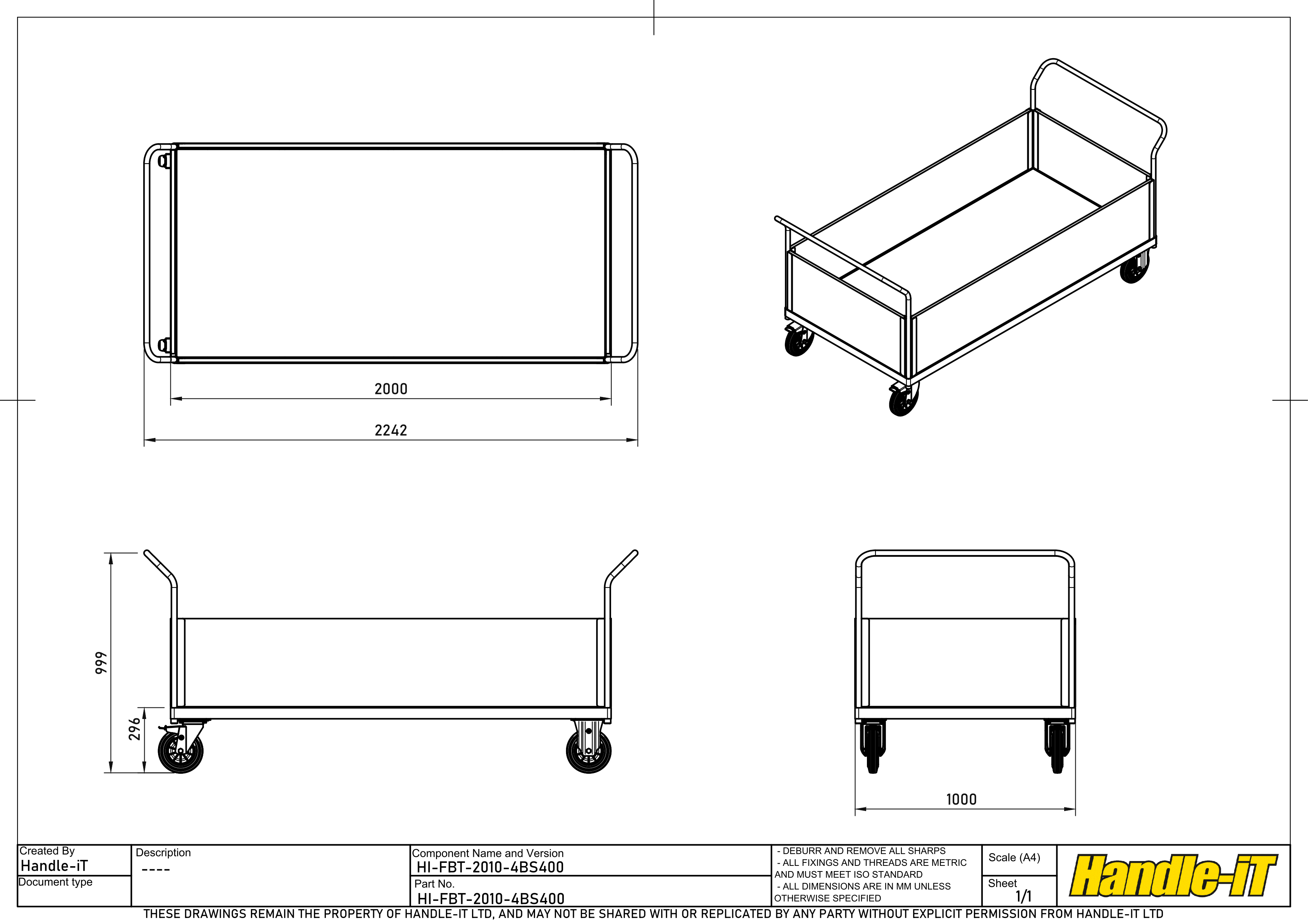 Carro de plataforma con 4 laterales de madera dimensiones