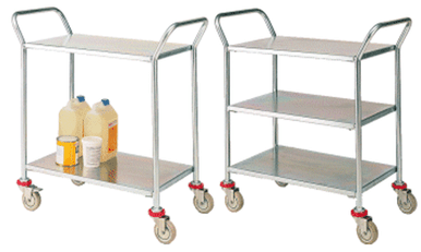 Stainless Steel Trolleys with 2 and 3 Shelves
