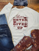 Love Never Gives Up Ladies Fit Crew Neck Sweatshirt (Ash)