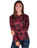Black & Red Paisley Stretch Midweight Jersey Long Sleeve Baseball Tee