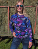 Lavendar Floral Stretch Midweight Jersey Longsleeve Baseball Tee