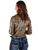 Gold & Black Iridescent Metallic Stretch Lightweight Pullover Button Up