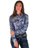 Royal Blue & Silver Iridescent Stretch Lightweight Pullover Button Up