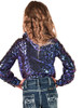 Girls Purple & Teal Iridescent Metallic Stretch Lightweight  Pullover Button Up
