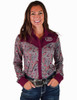 Pullover Button Up (Gray Paisley With Burgundy Medium Weight and Medium Stretch)