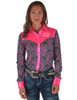 Pullover Button Up (Hot Pink Satin & Navy Paisley Medium Weight and Medium Stretch)