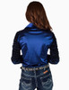 Pullover Button Up (Sapphire Stretch Satin With Sheer Velvet Mesh Sleeves Medium Weight and Medium Stretch)