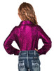 Girl's Pullover Button Up (Magenta Shimmer Medium Weight and Medium Stretch)