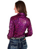 Hot Pink & Black Iridescent Metallic Stretch Midweight Jersey Pullover Button Up