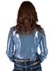 Soft Blue Sequin Pullover Button Up medium weight & stretch