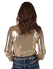 Beige Sequin Pullover Button Up medium weight & stretch
