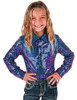 Girl's Purple & Teal Foil Metallic Pullover Button Up Lightweight & Medium Stretch
