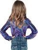 Girl's Purple & Teal Foil Metallic Pullover Button Up Lightweight & Medium Stretch