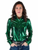 Emerald Green Foil Pullover Button Lightweight & Medium Stretch