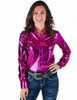 Hot Pink Foil Pullover Button Up Lightweight & Medium Stretch