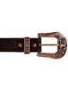 Chocolate Brown Leather Belt with Longhorn Buckle