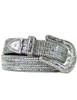 Silver Rhinestone Leather Belt