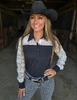 Black Breathe with cream lace pullover button up - Lightweight Medium Stretch