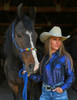 Deep Periwinkle Sequin Foil Metallic Pullover Button Up Midweight & Medium Stretch