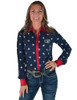 Navy Star Jersey with Red Satin Pullover Button Up Midweight & High Stretch